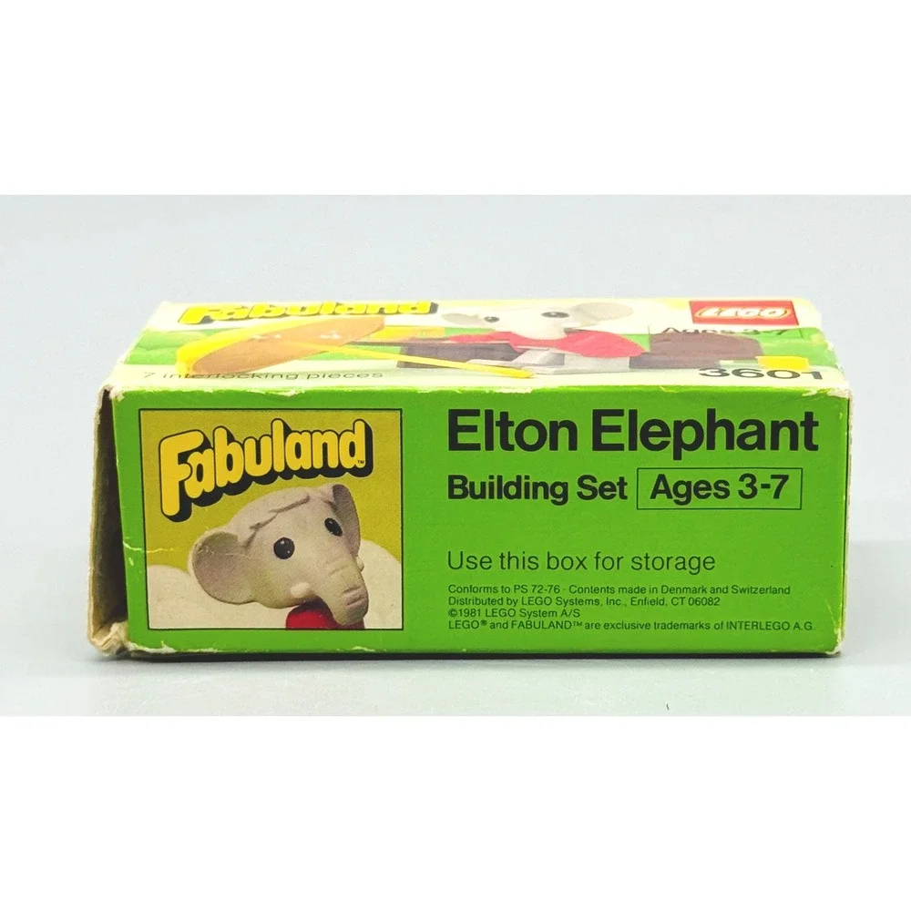 LEGO Fabuland Elton Elephant 3601 Vintage 1981 Building Set‎ Red Grey Yellow